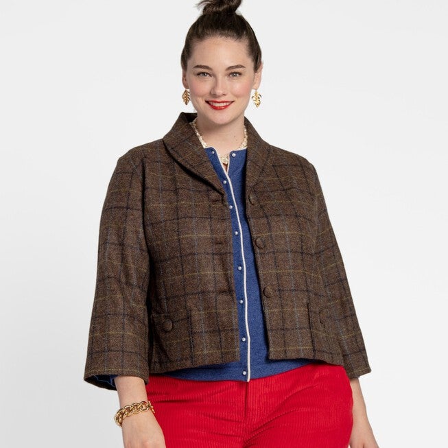 Finley Blazer Wool Plaid, Taupe / Taupe, hi-res image number 0
