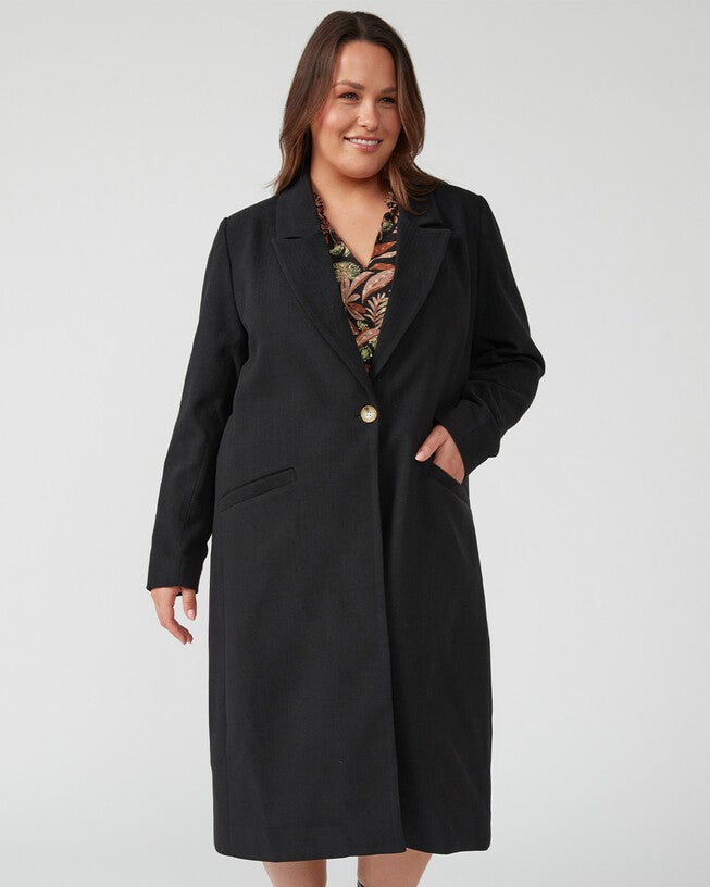 Long Line Coat, BLACK / Black, alternate image number 3