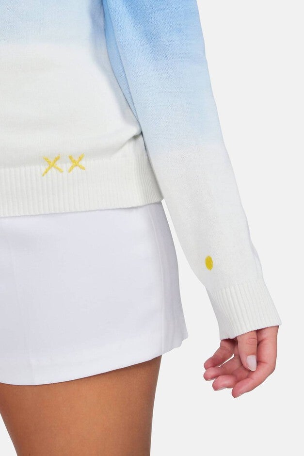 TENNIS & TONIC BARRETT SWEATER IN CHAMBRAY DIP DYE, Chambray Dip Dye / White, alternate image number null