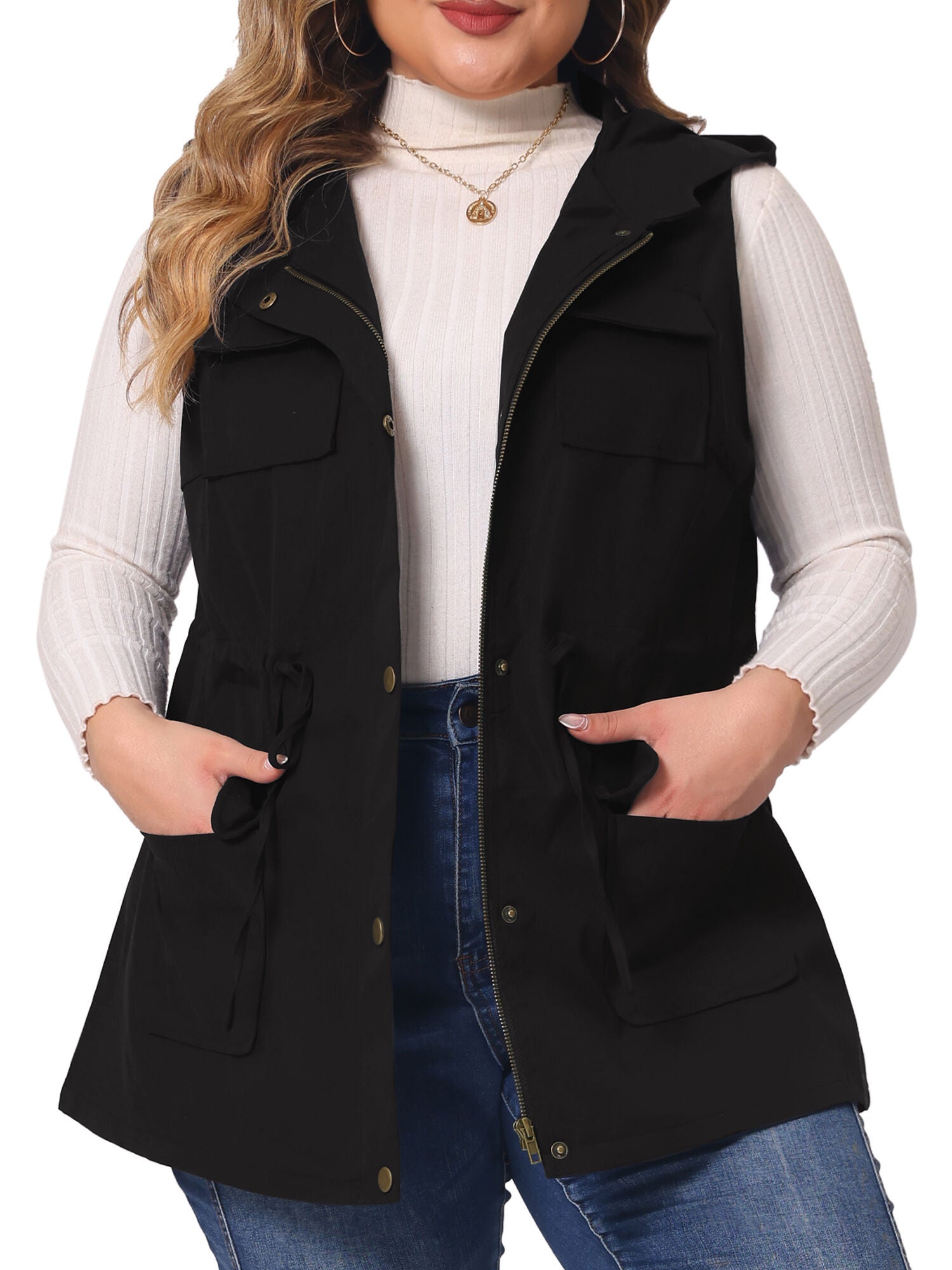 Hooded cargo drawstring anorak jacket 2025