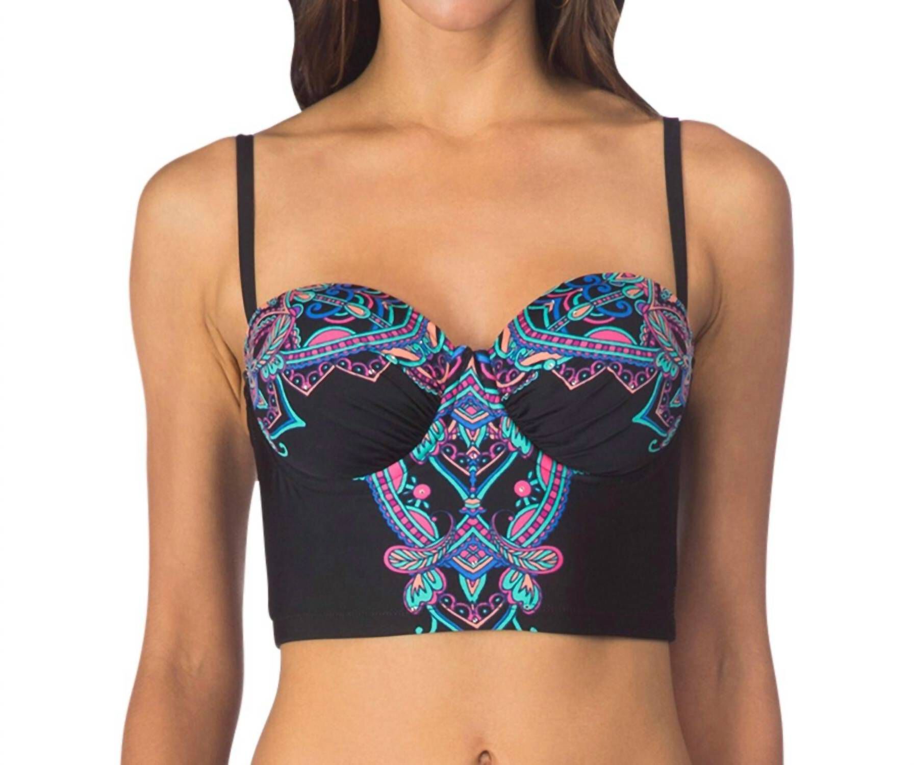 UNDERWIRE BUSTIER BIKINI TOP, Dream Weaver / Black, hi-res image number 0