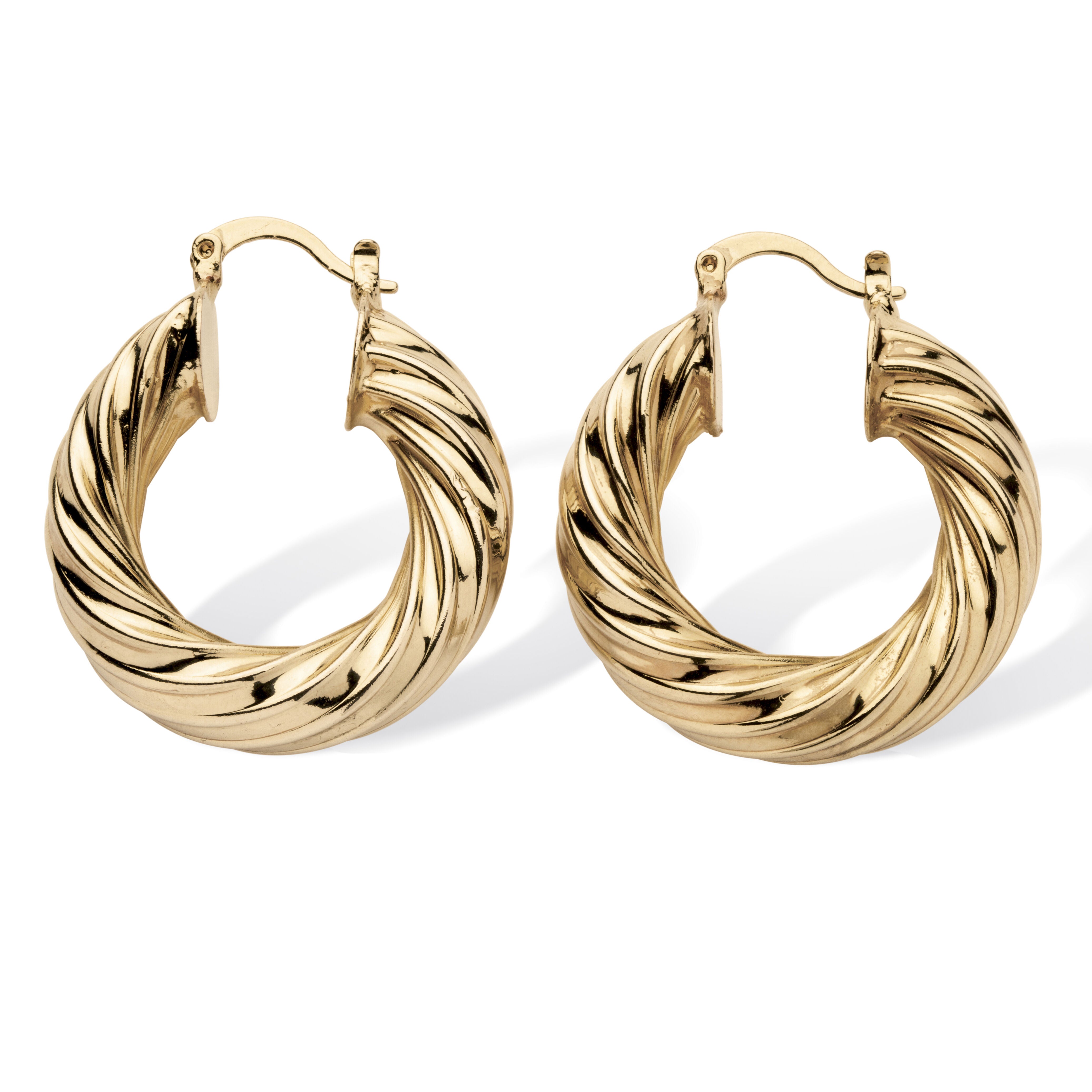 Twist Hoop Earrings Goldtone, Yellow / Yellow, alternate image number 1