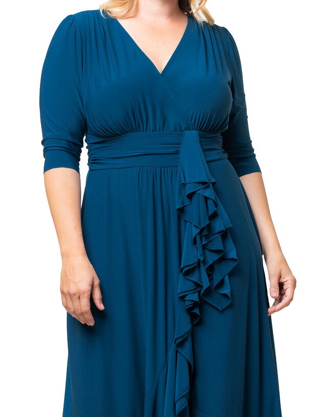 Veronica Ruffle Evening Gown, AEGEAN BLUE / Teal, alternate image number 2