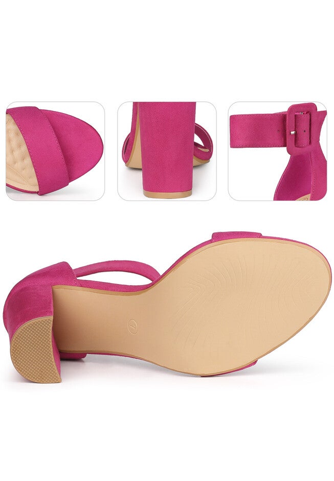 Block High Heels Ankle Straps Zipper Sandals, Hot Pink / Deep Fuchsia, alternate image number null