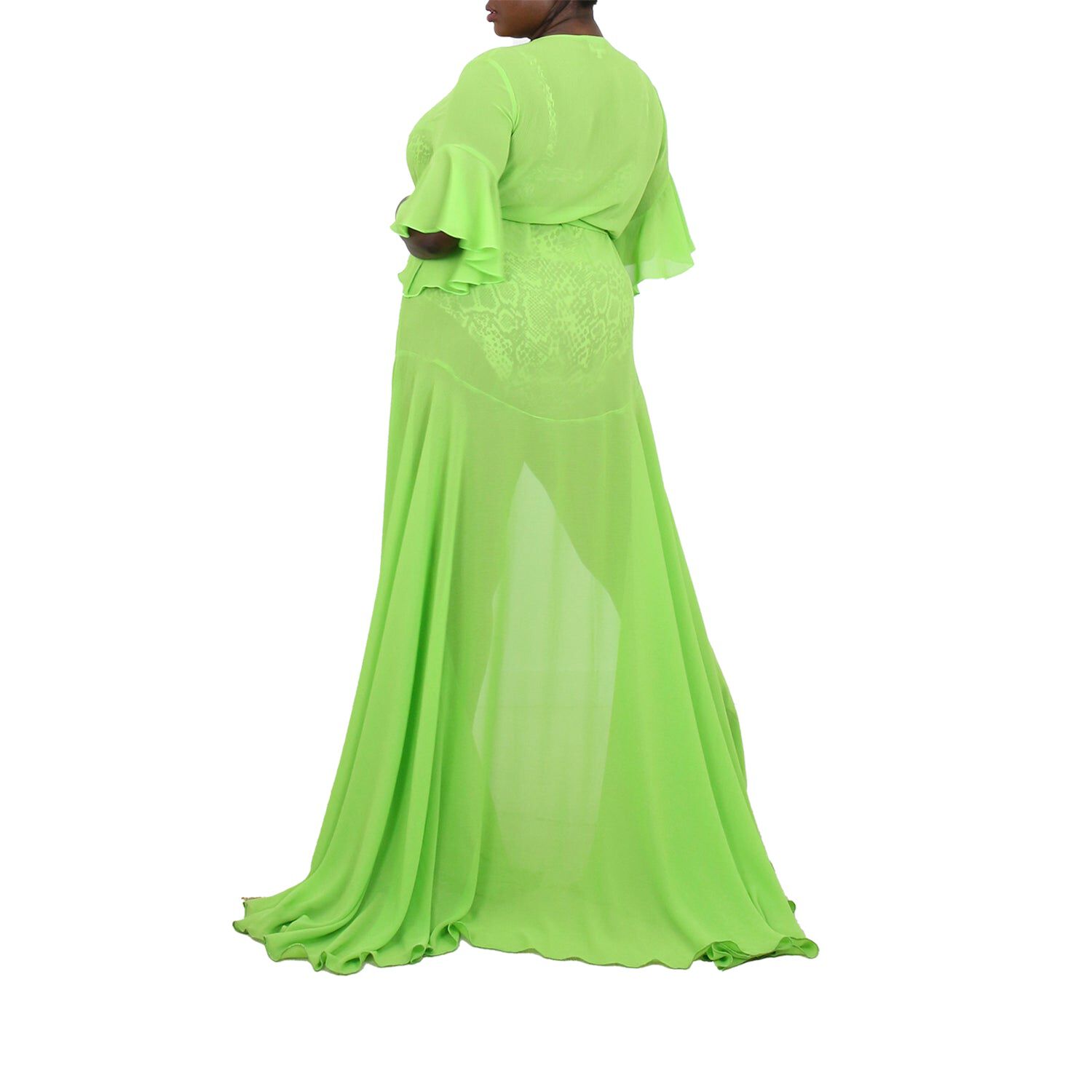 Korinne Standard Kaftan Neon Green, Neon Green / Light Green, alternate image number 3