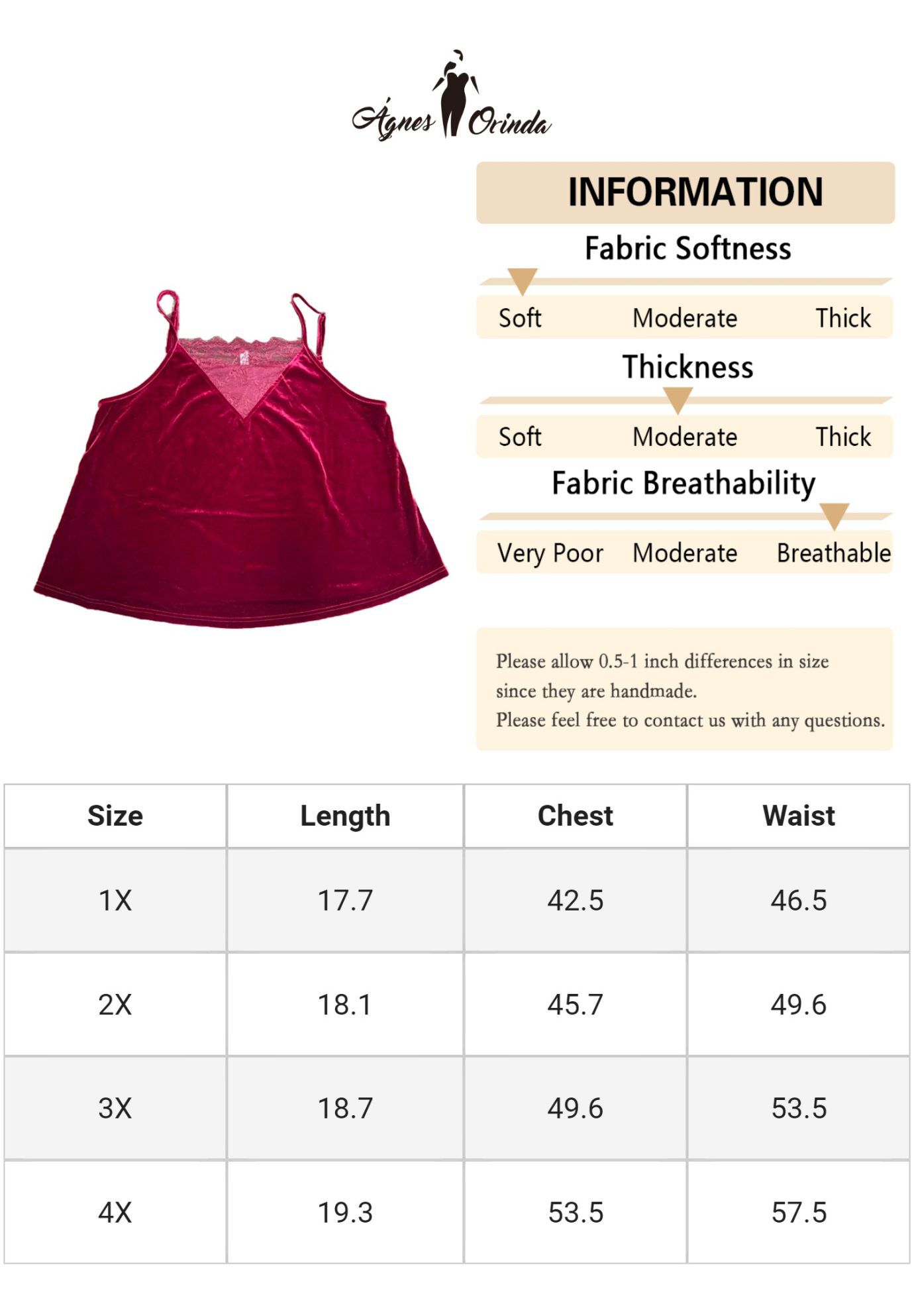 VELVET CAMI LACE DEEP V NECK SLEEVELESS TOP, Burgundy / Red, alternate image number 4