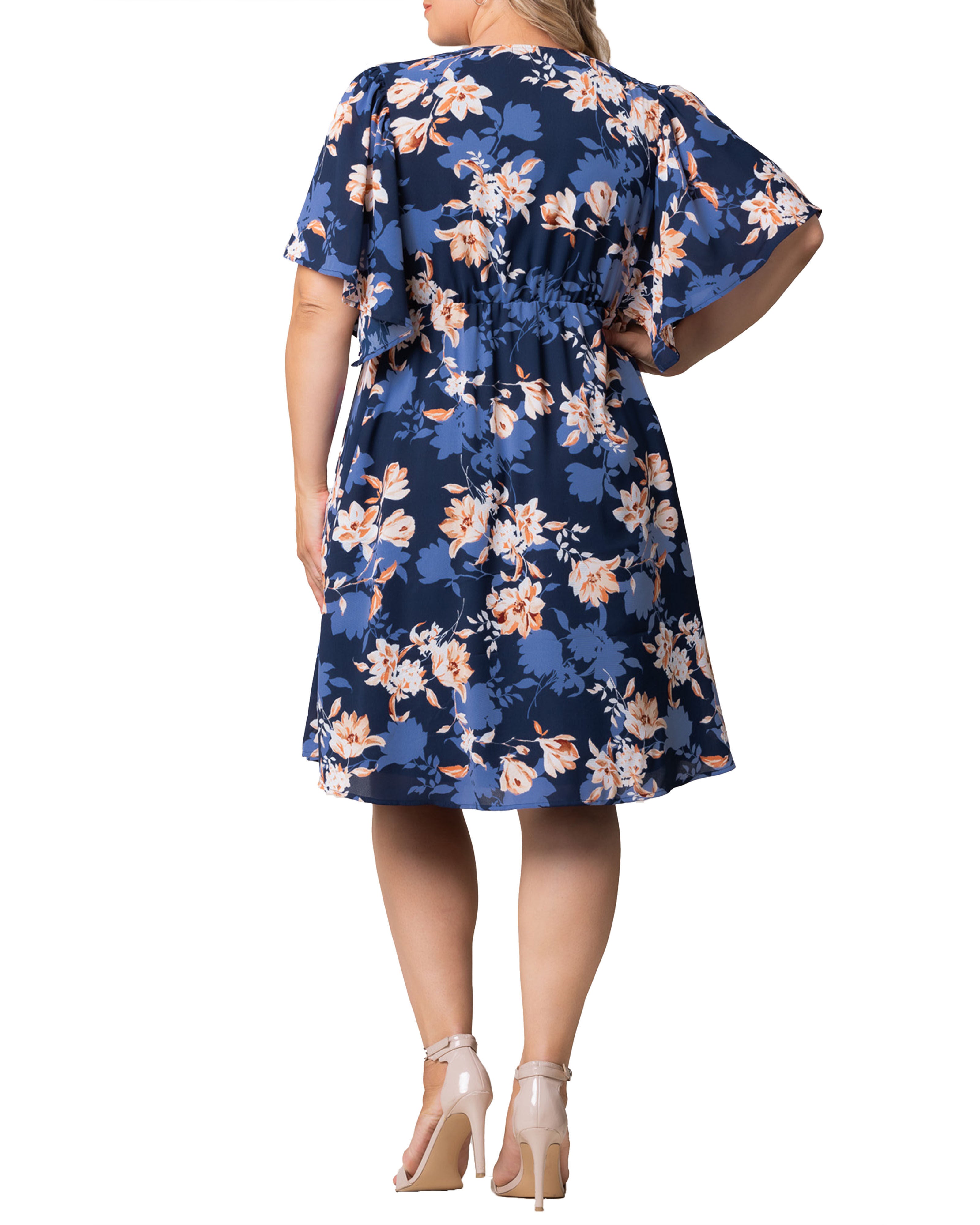 Florence Flutter Sleeve Dress, BLUE BLOSSOM BLISS / Navy, alternate image number 1
