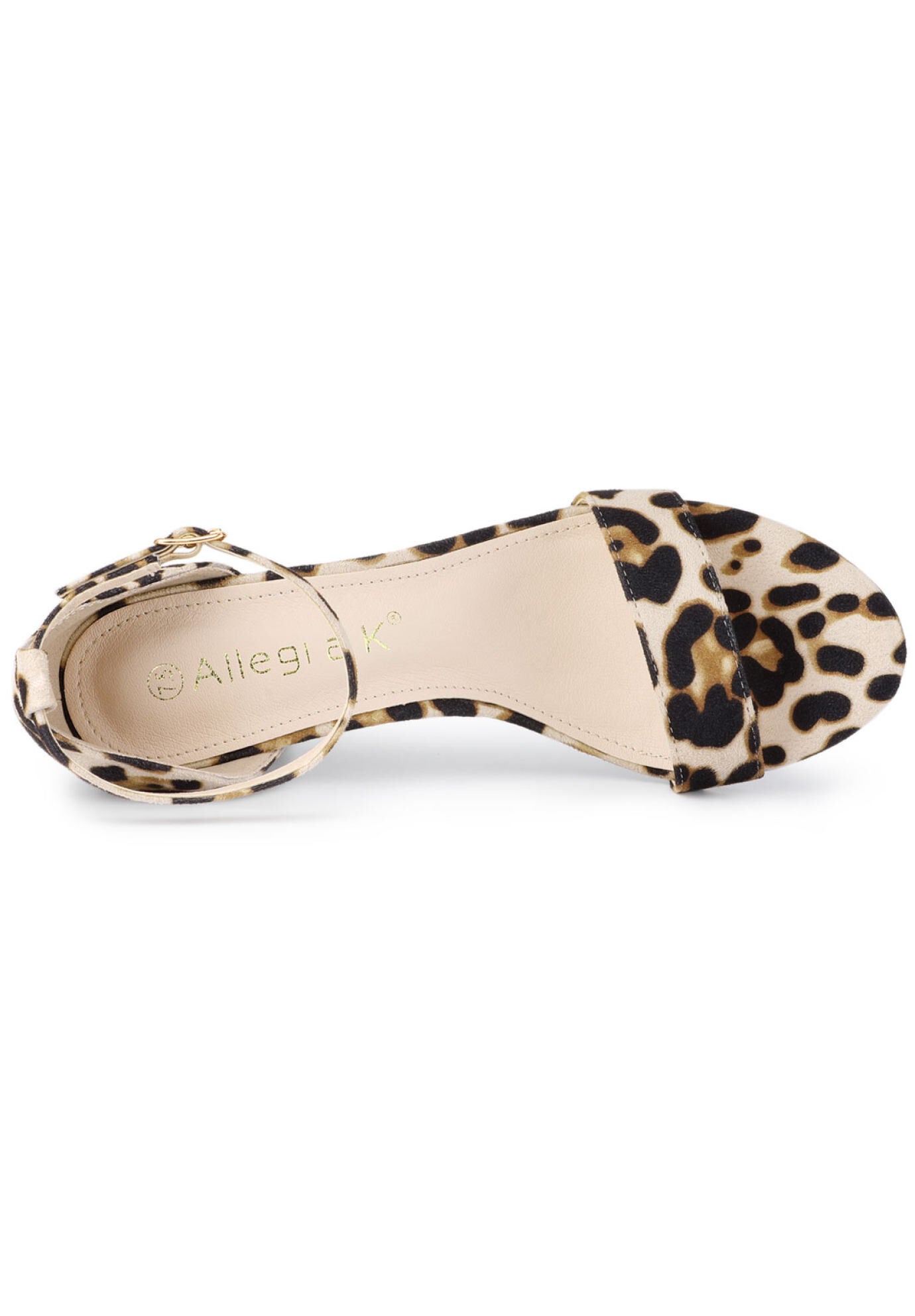 Open Toe Ankle Strap Chunky High Heel Sandals, White Leopard / Brown, alternate image number 1