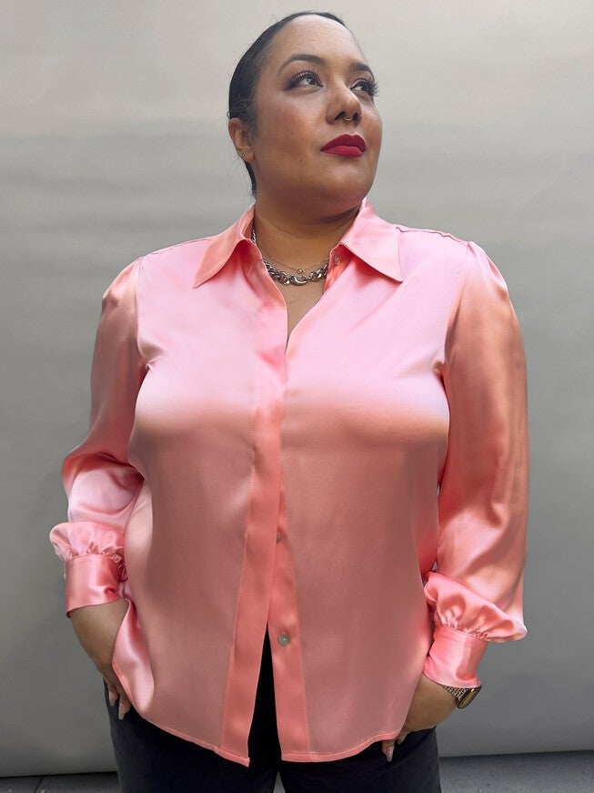 Sigourney Blouse - Peach Silk, , alternate image number null