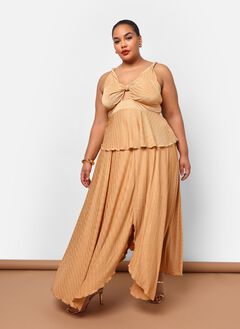 ANAYA PLISSE ASYMMETRICAL MAXI A LINE SKIRT