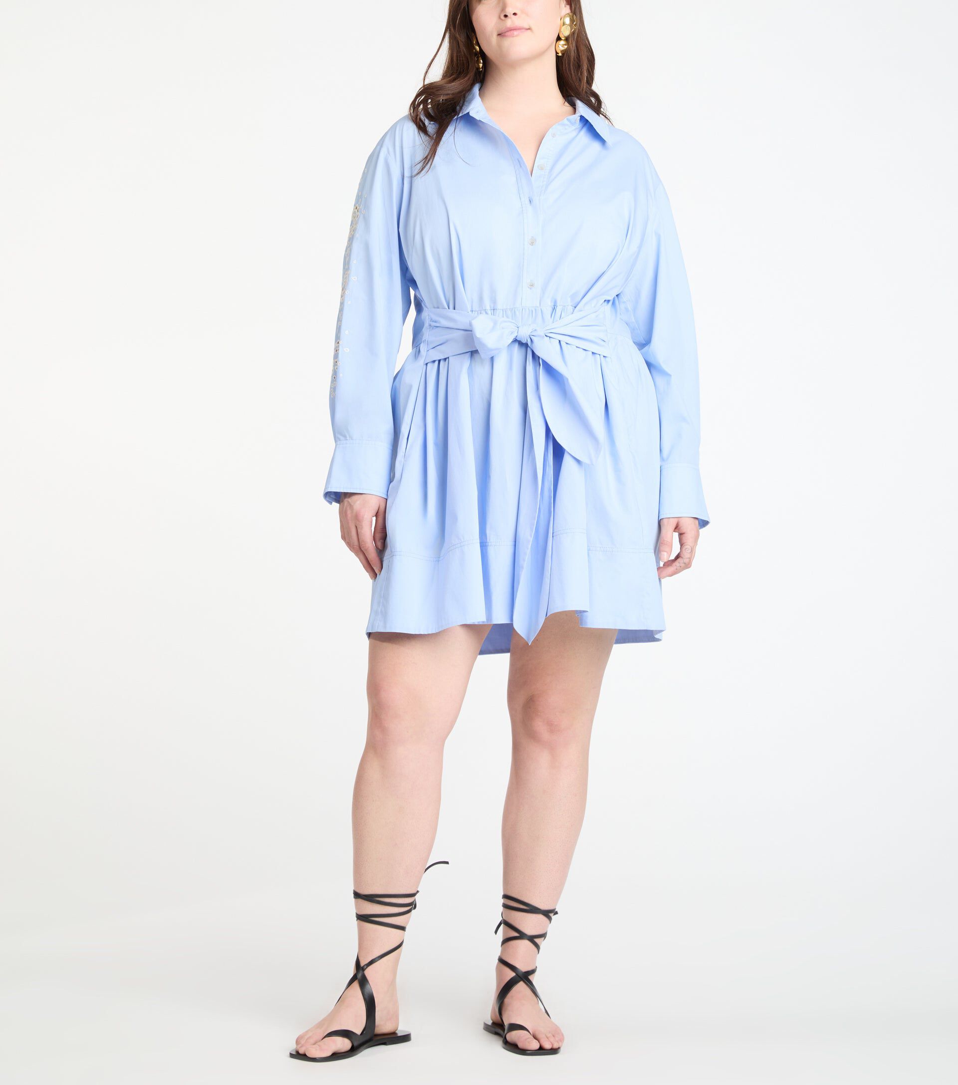 Maddy Embroidered Dress, Oxford / Light Blue, alternate image number 1