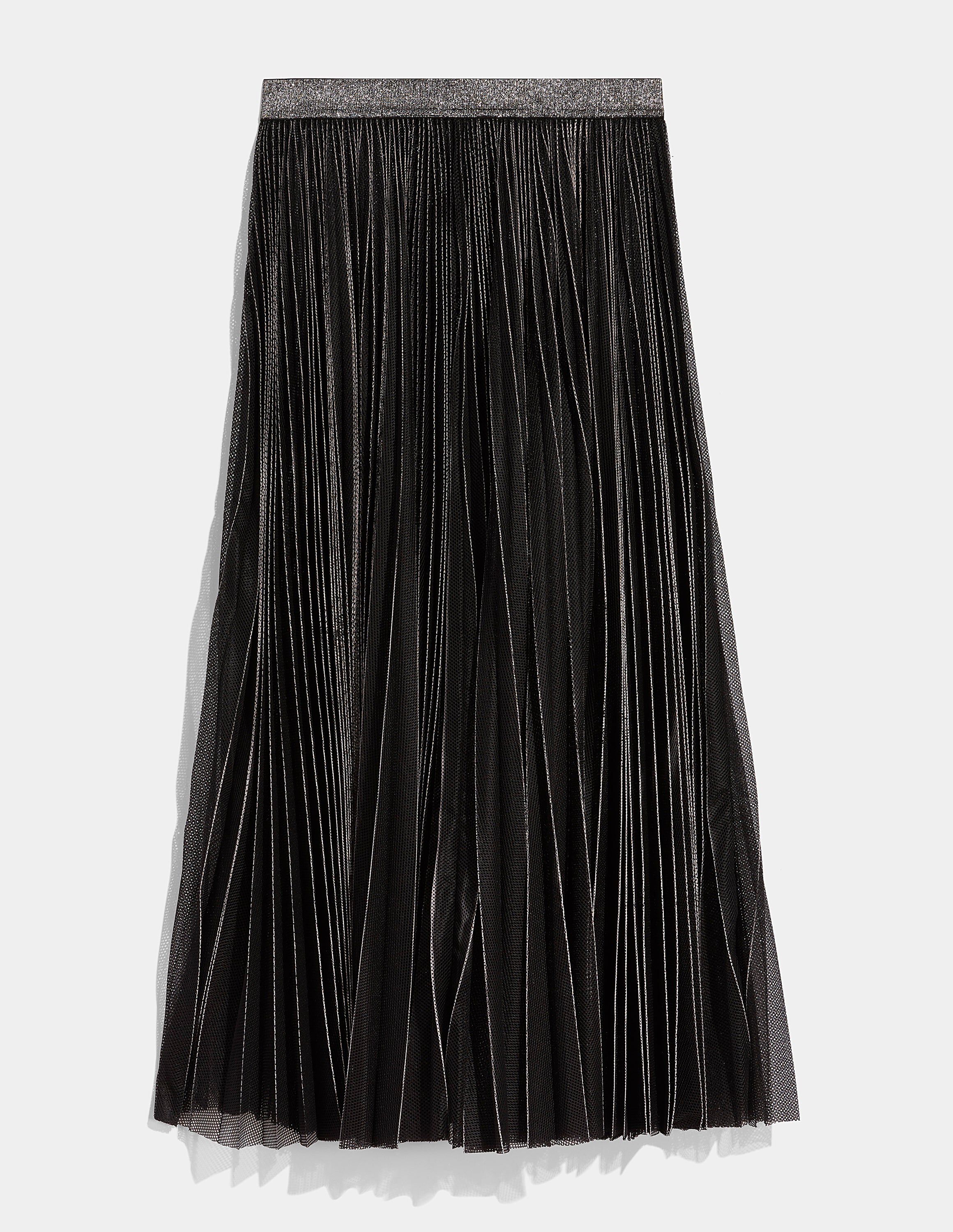Sunpleaated Mesh Skirt, Black / Black, alternate image number 3