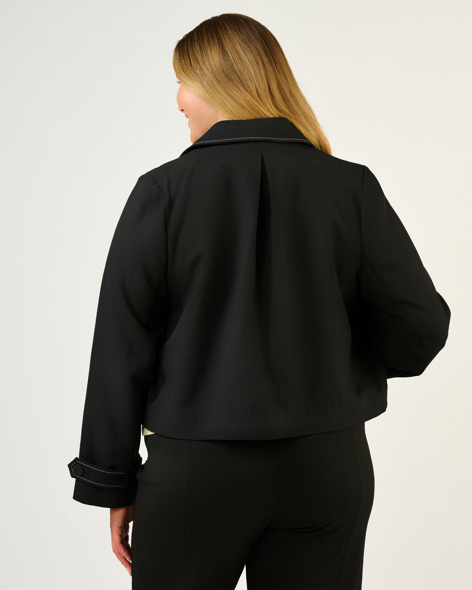 Jude Cropped Trench Jacket, Black / Black, alternate image number 4
