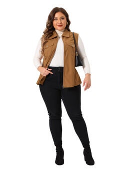 CORDUROY SLEEVELESS LAPEL LIGHTWEIGHT JACKET UTILITY VEST