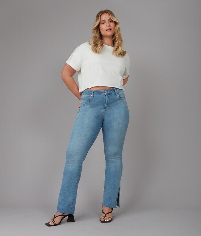 Women's Light Wash High Rise Bootcut Jeans, Dusty Sky / Light Wash, hi-res image number 0