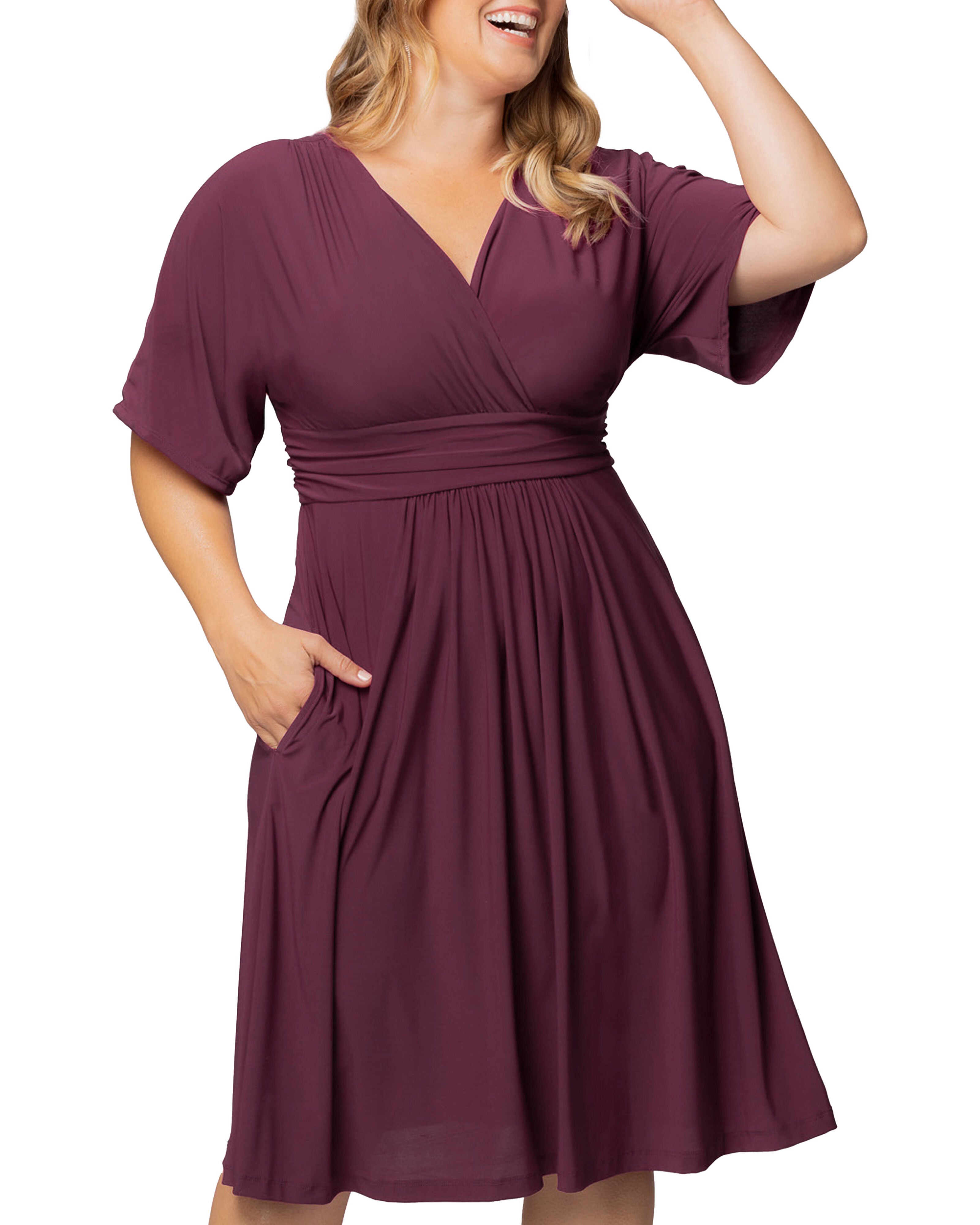 Gia Midi Dress, AZALEA / Deep Fuchsia, alternate image number 2