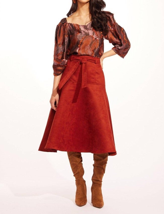 ALLAS SKIRT IN BRICKLAND, Brickland / Red, alternate image number 1