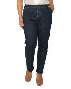 Plus Size Dina Elastic Waist High Rise Slim Straight Denim Jeans