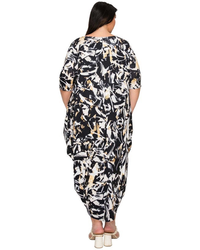 Brielle Bubble Hem Pocket Dress, Black Taupe / Black, alternate image number 2