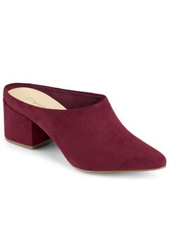 Pointed Toe Slip On Block Heel Slide Mules