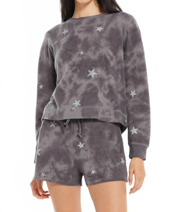 MILLIE CLOUD STAR SWEATSHIRT IN WASHED BLACK, Washed Black / Black, hi-res image number 0