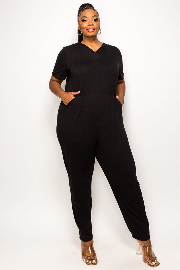 KYLIE V NECK JUMPSUIT, Black / Black, hi-res image number 0
