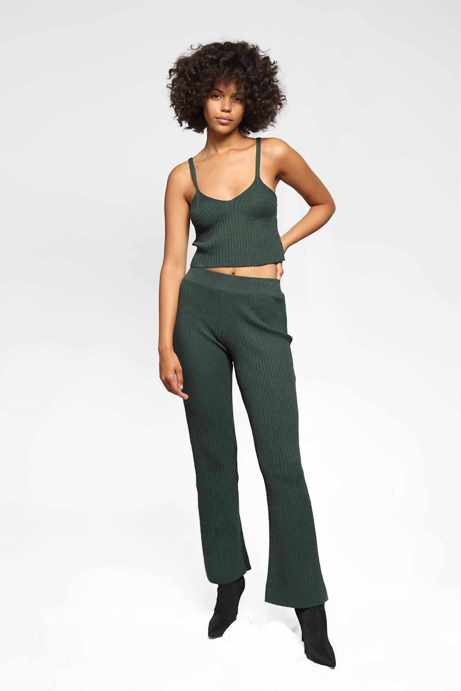 BLENDED KNIT CORSET TANK IN EMERALD, , alternate image number 5