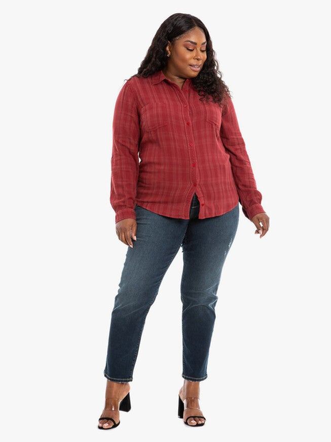 Janice Work Shirt, BURGUNDY / Burgundy, hi-res image number 0
