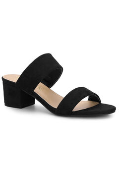 Block Heel Dual Straps Slide Sandals