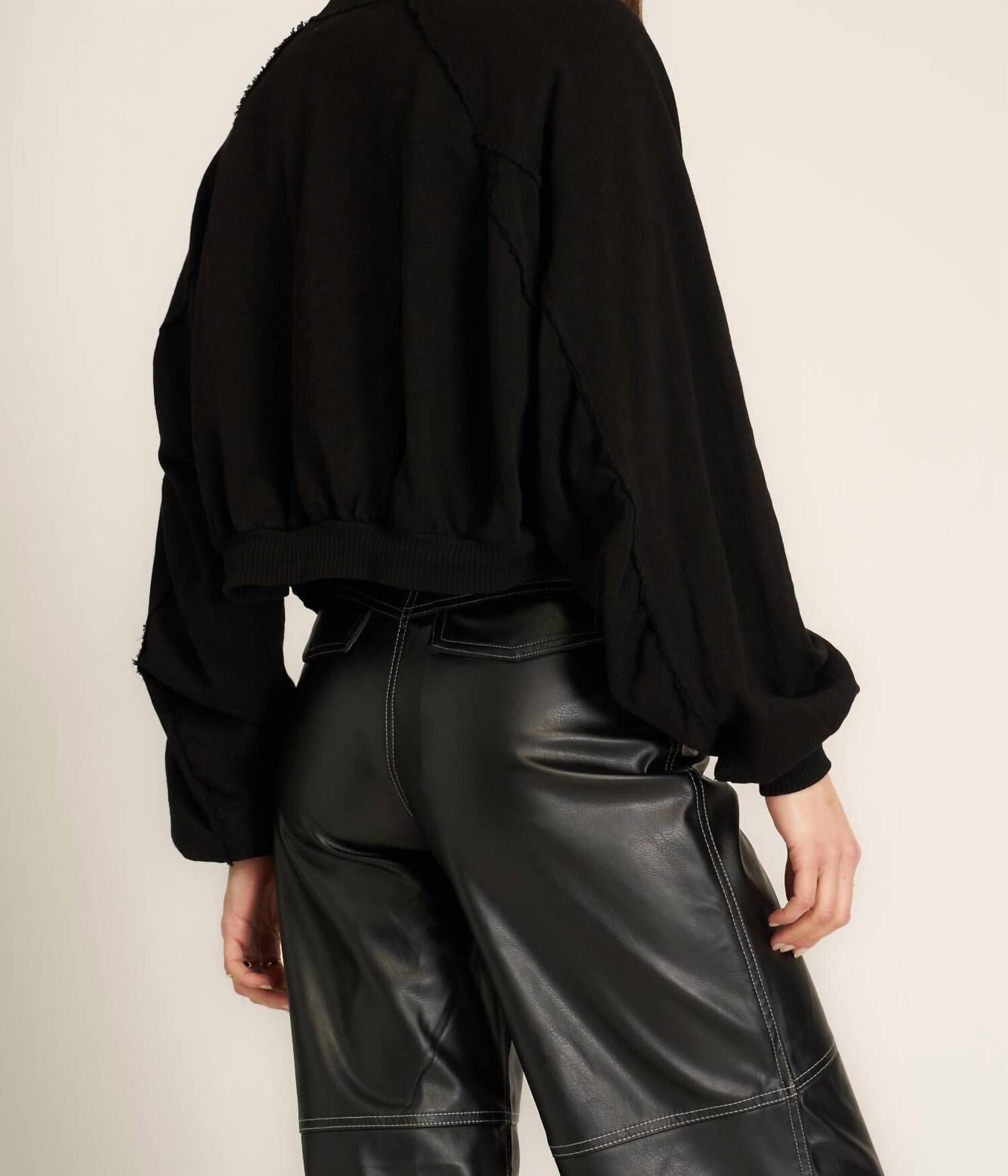 NIEVES SEAMED SHRUG, Black / Black, alternate image number 2