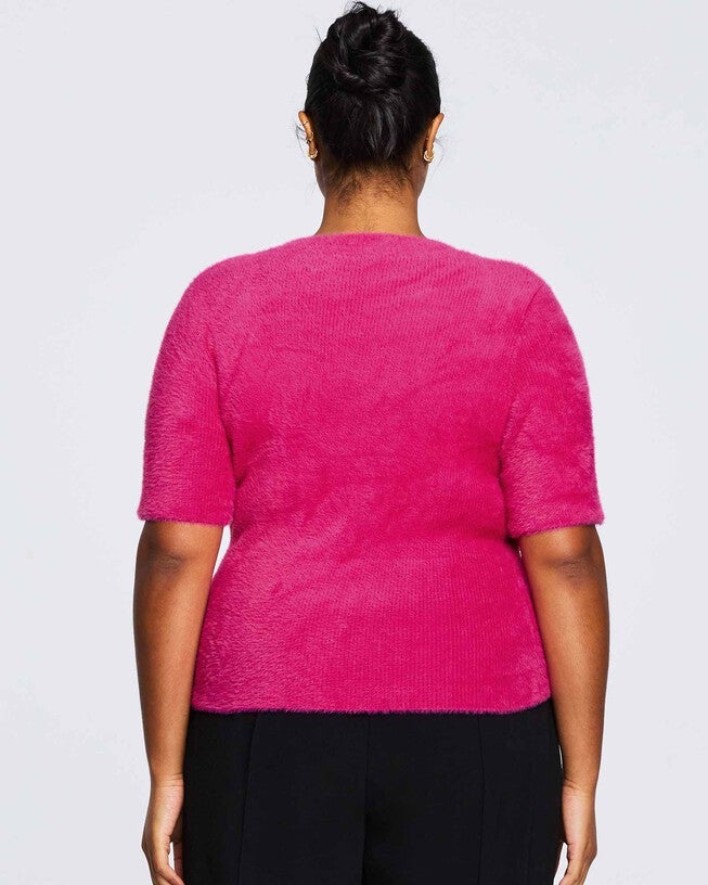Nora Fuzzy Short Sleeved Knit, , alternate image number null