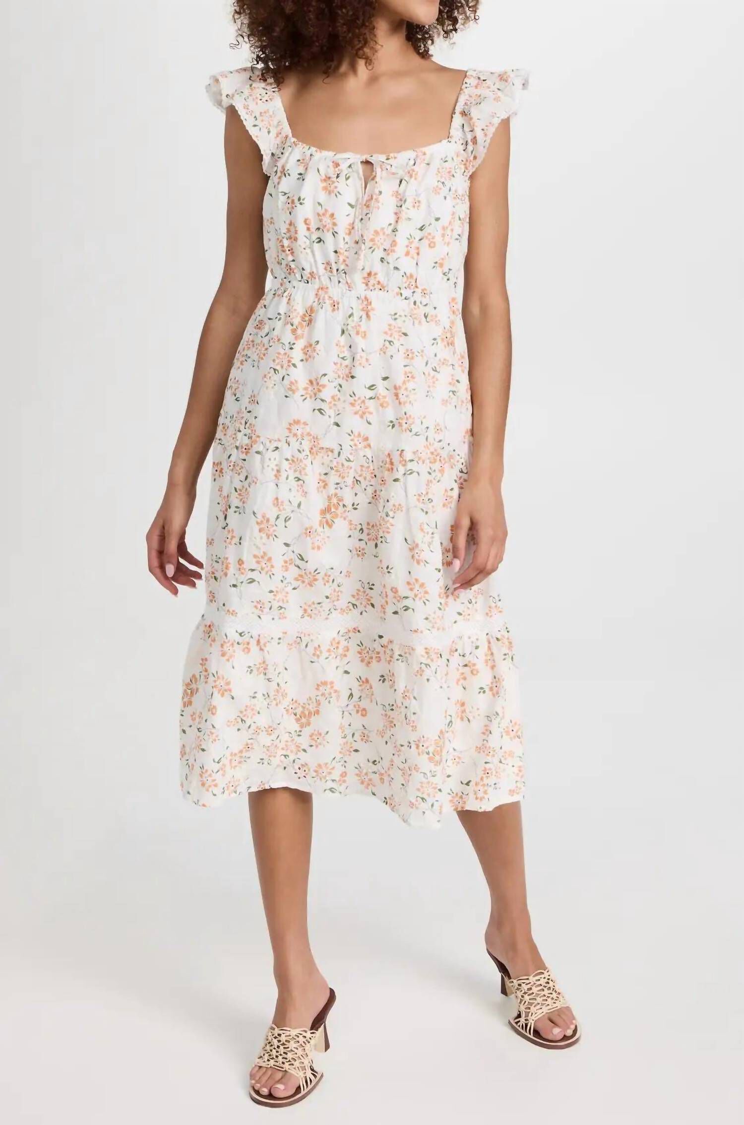 ACROPOLIS HILLS MIDI DRESS IN ORANGE FLORAL, , alternate image number 6