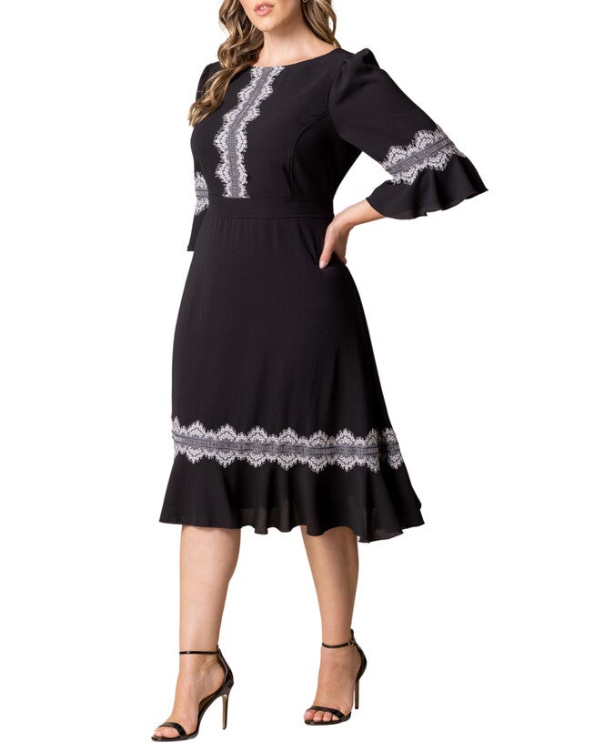 VILLA LACE TRIM COCKTAIL DRESS, BLACK NOIR / Black, alternate image number null