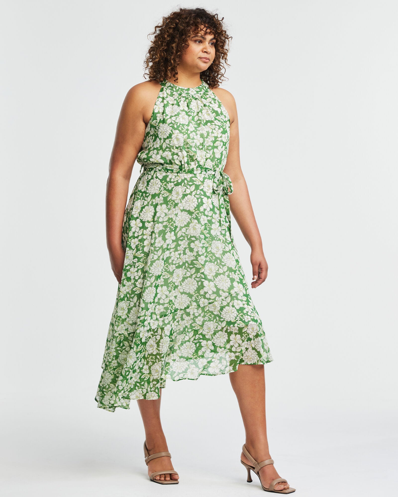 Field Green Floral Halter Dress, Print / Kelly Green, alternate image number 2