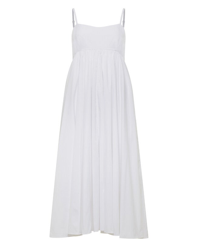 Rachel Poplin Midi Dress, White / White, hi-res image number 0