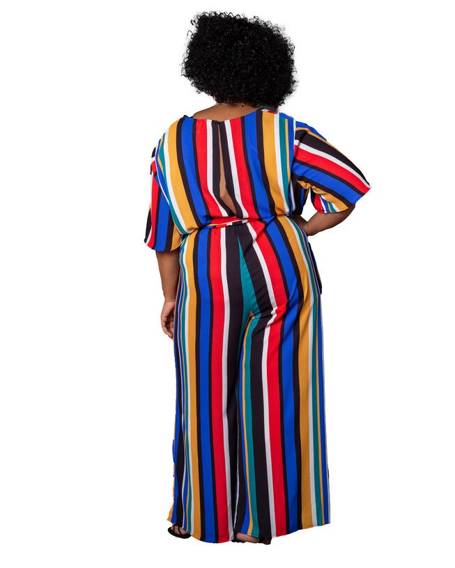 Havana Colorful Stripe Wrap-Front Jumpsuit, , alternate image number null
