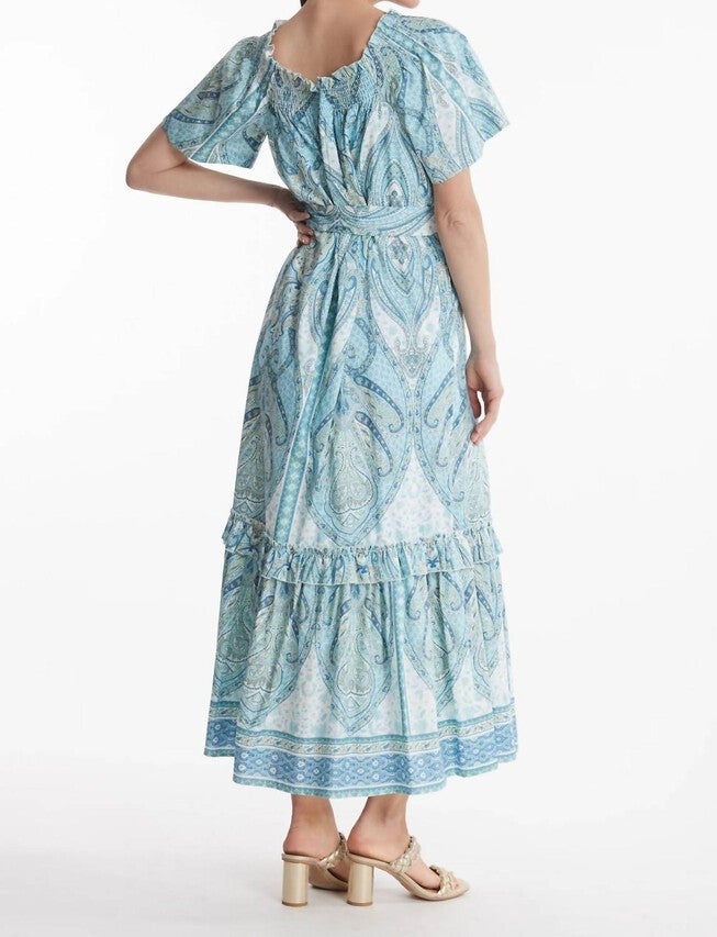 ERIN OFF THE SHOULDER MAXI DRESS IN PAISLEY, Paisley / White, alternate image number null