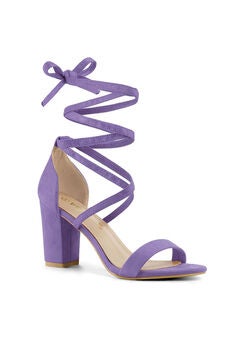 Strappy Chunky High Heels Lace Up Heels Sandals