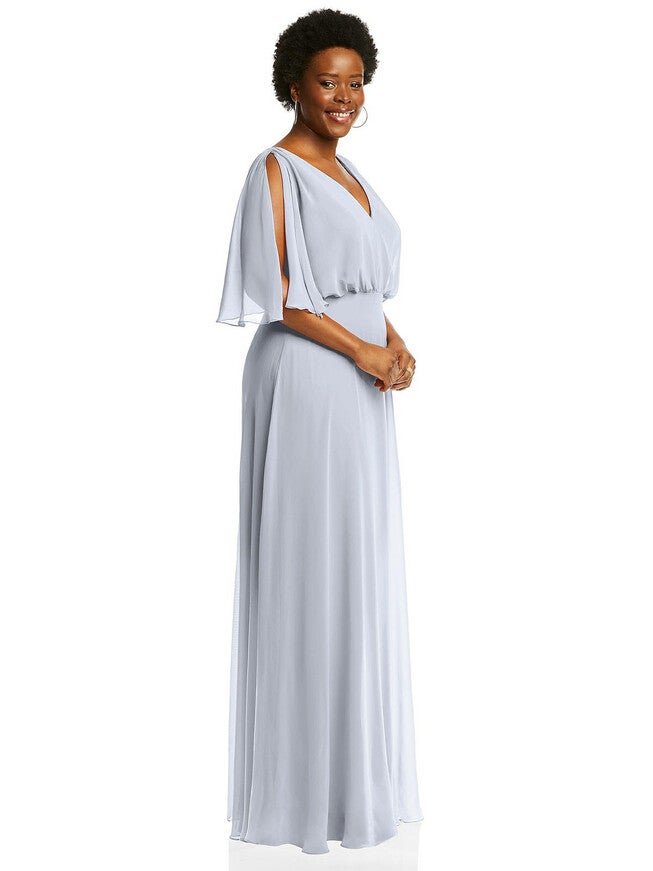 V-Neck Split Sleeve Blouson Bodice Maxi Dress, , alternate image number 4