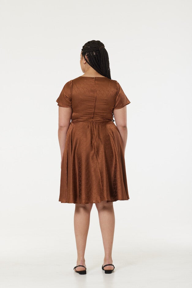 Kaylee Brown Dress in Recycled Fabric, Brown / Brown, alternate image number null