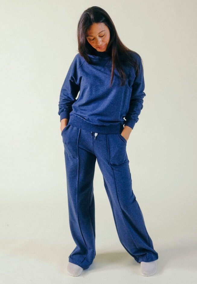 Betty Organic Cotton + Tencel Wide Leg Pant, Heather Lake / Dusty Blue, alternate image number null
