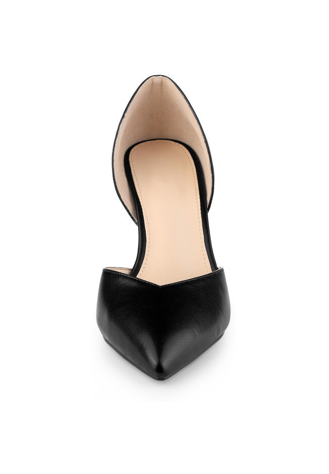 Pointed Toe Slip on Stiletto High Heel Dress Pump, Black / Black, alternate image number 1