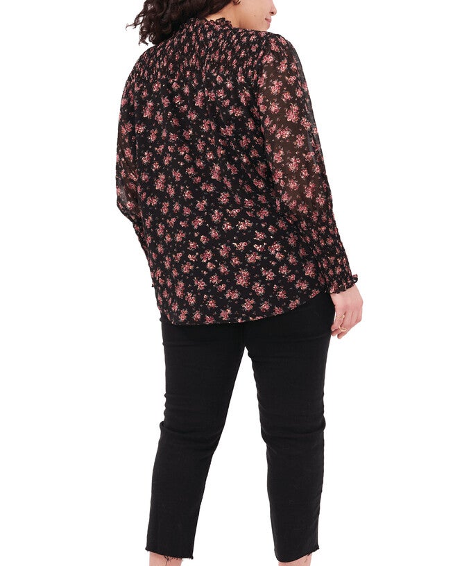 Alice Tie Front Top, GOLDFFCHIFFON / Black, alternate image number null