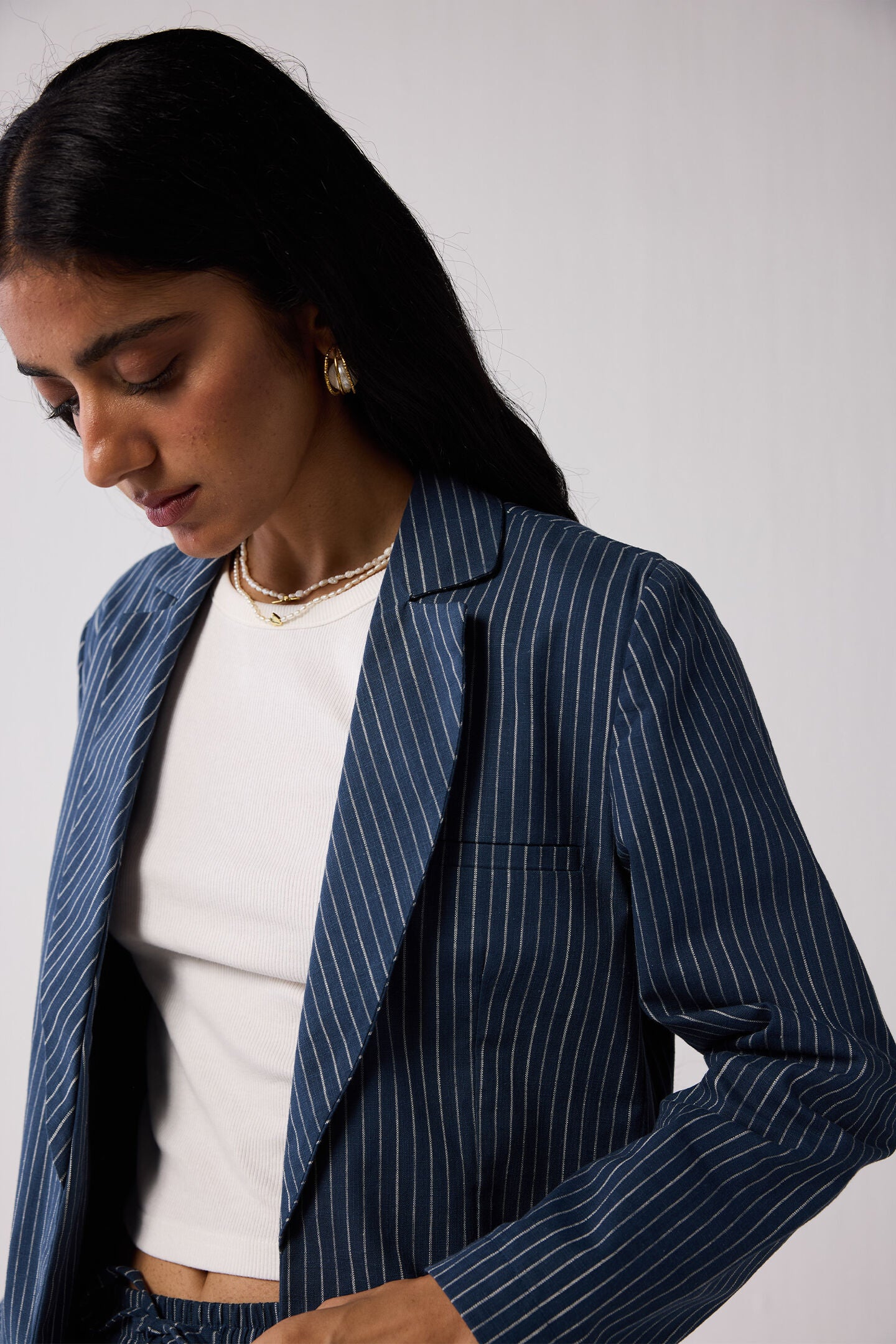 The Weekday Blazer in Blue Stripes, Twilight Tracks / Navy, alternate image number 3
