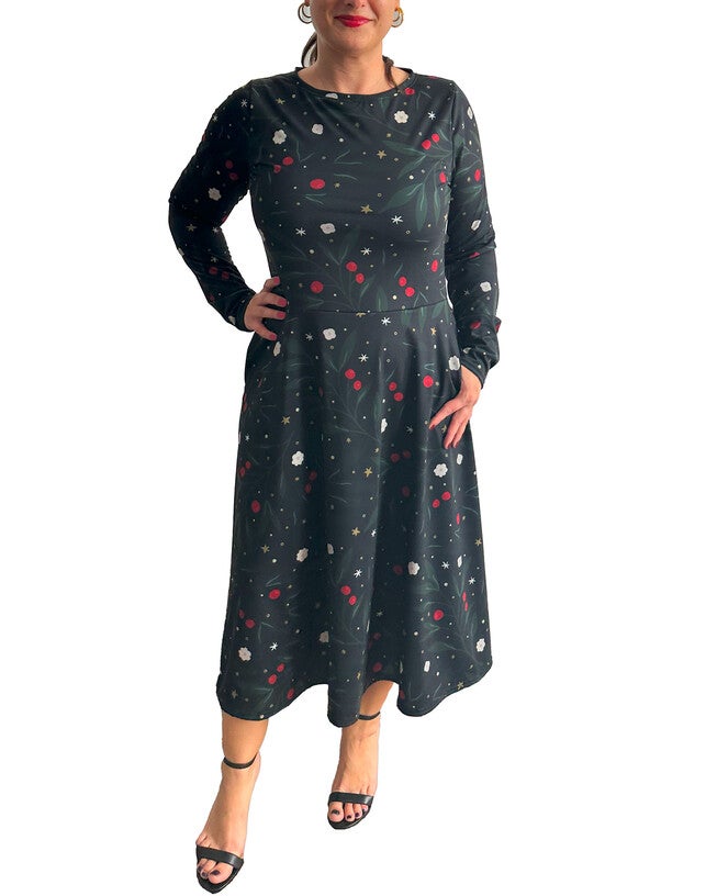 Nocturnal Holly Long Sleeve Midi Dress, Black / Black, alternate image number null