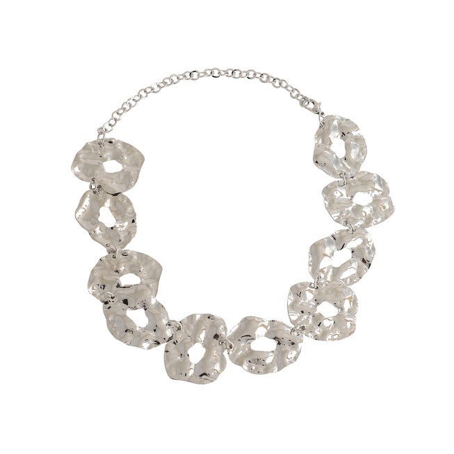 SOHI Women's Dented Halo Statement Necklace, Silver / Silver, hi-res image number 0