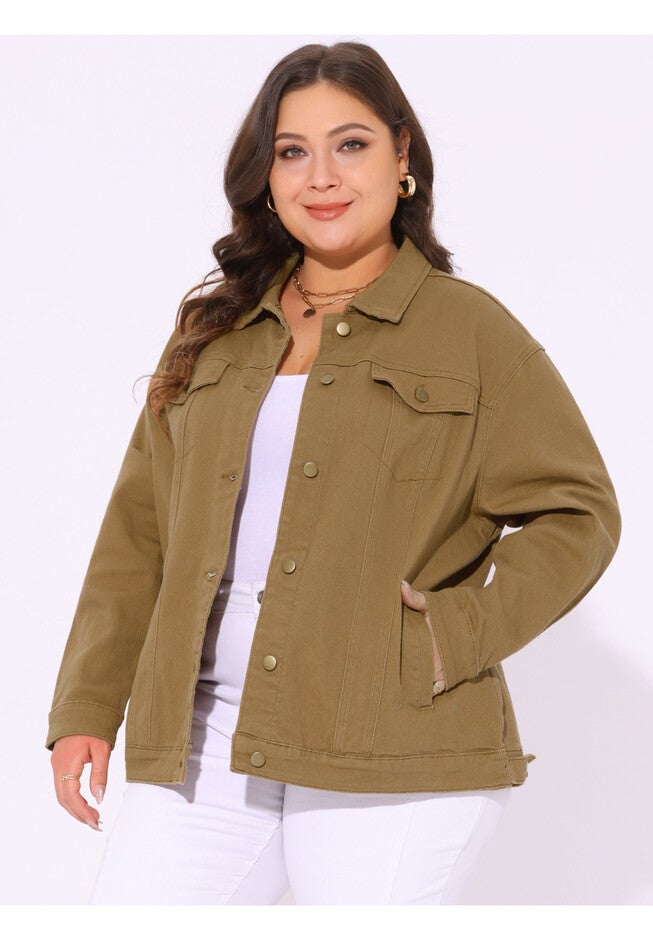 STITCHING BUTTON FRONT WASHED DENIM JACKET, Brown / Brown, alternate image number 1