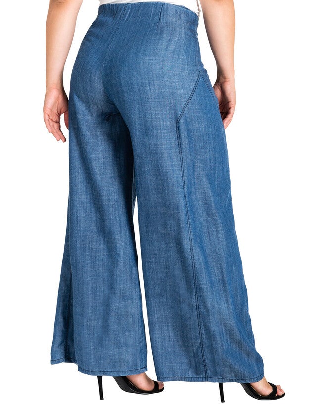 Plus Size Perry Denim Tencel Palazzo Pants, , alternate image number 6
