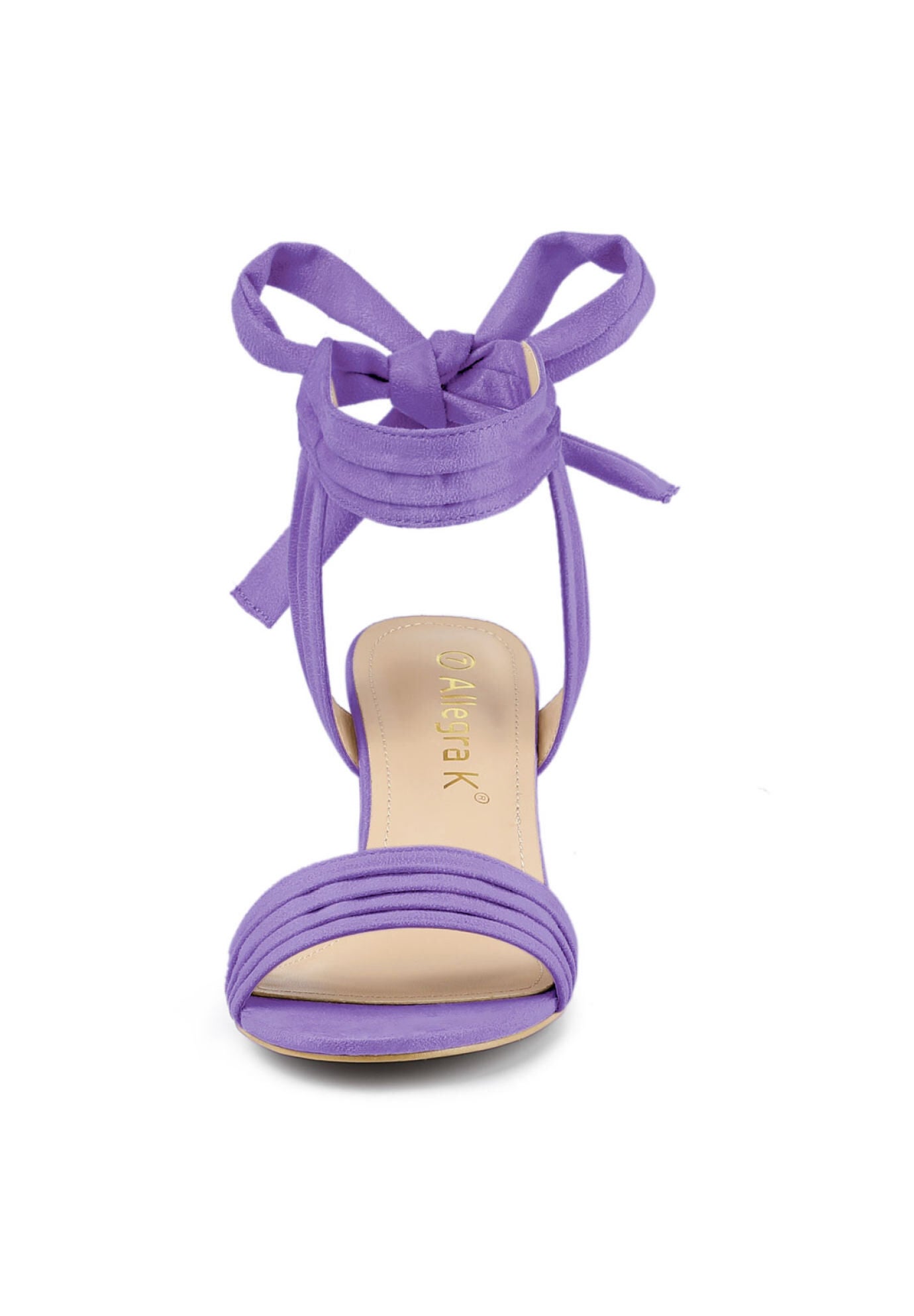 Open Toe Ankle Tie Back Block Heels Sandals, Purple / Purple, alternate image number 1