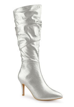 Pointed Toe Slouch Stiletto Heels Knee High Boots